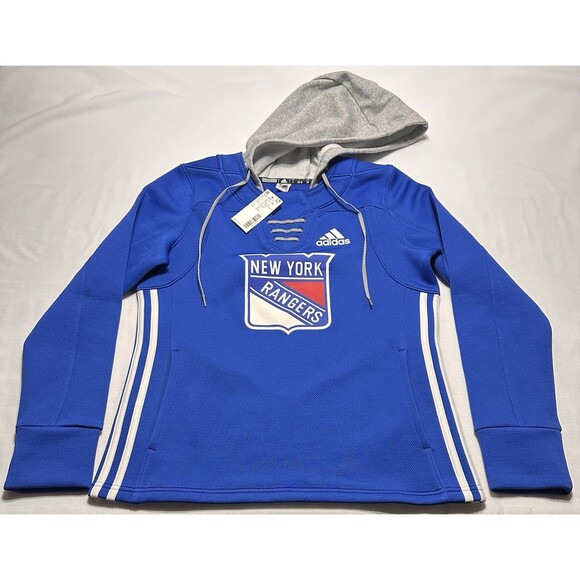 New York Rangers Adidas Hoodie Womens Size Small Pullover Hockey Blue NWT New - Picture 1 of 13